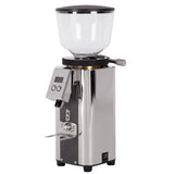 ECM C-Automatik 54 coffee grinder angled side view with portafilter cradle