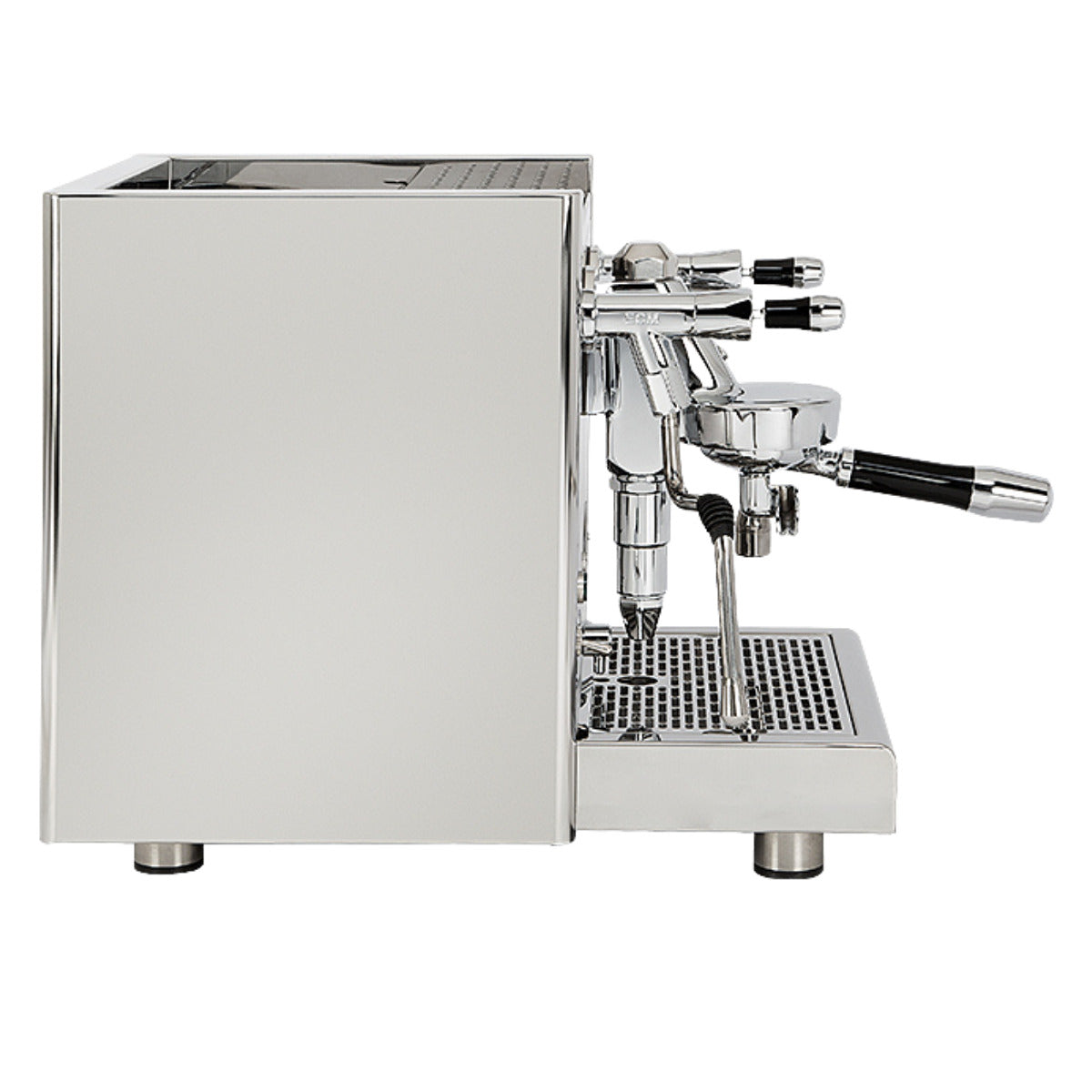 ECM Technika VI espresso machine, side profile with portafilter